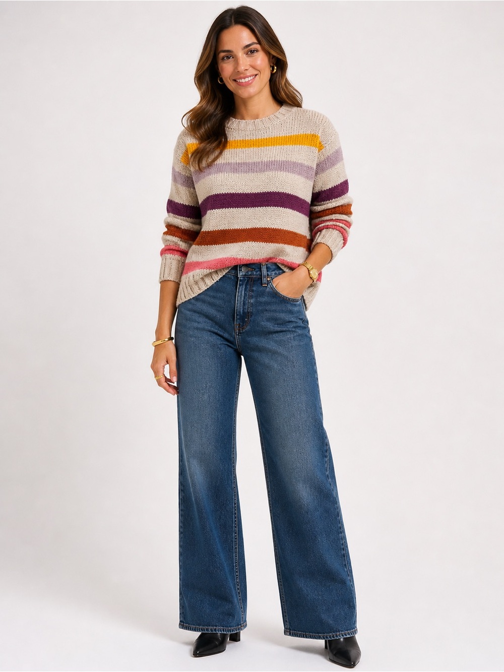 Lou & Grey Multicolor Striped Scoop-Neck Sweater